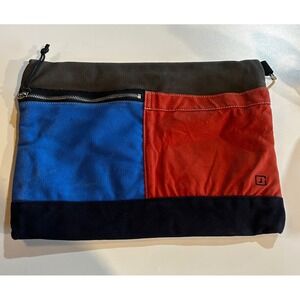 Chester Wallace laptop sleeve multicolor Cotton Canvas Red & Blue
